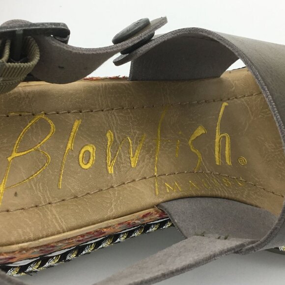 Blowfish Malibu Slingback Green Platform Sandals Vegan Leather Sz 6 - Picture 10 of 11